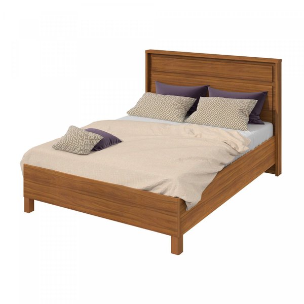 Cama Queen 160cm Spazio Móveis Lopas Rovere Naturale | MadeiraMadeira