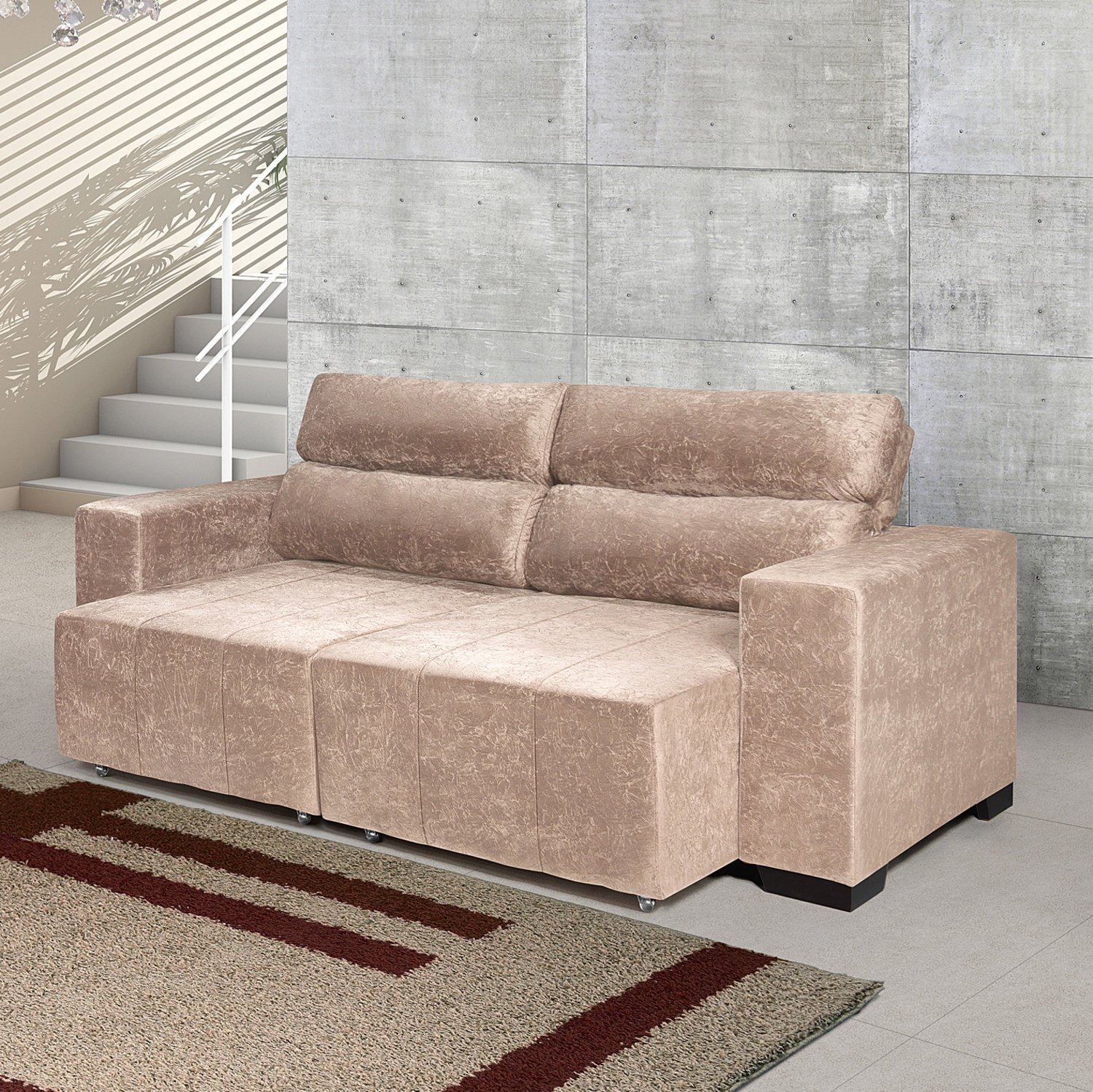 Sofá Retrátil 3 Lugares Mari Império Estofados Palha MadeiraMadeira