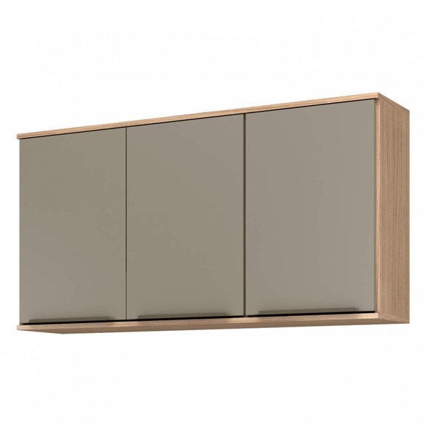 Armário Aéreo 3 Portas 120cm Verace Espresso Móveis Havana/Taupe