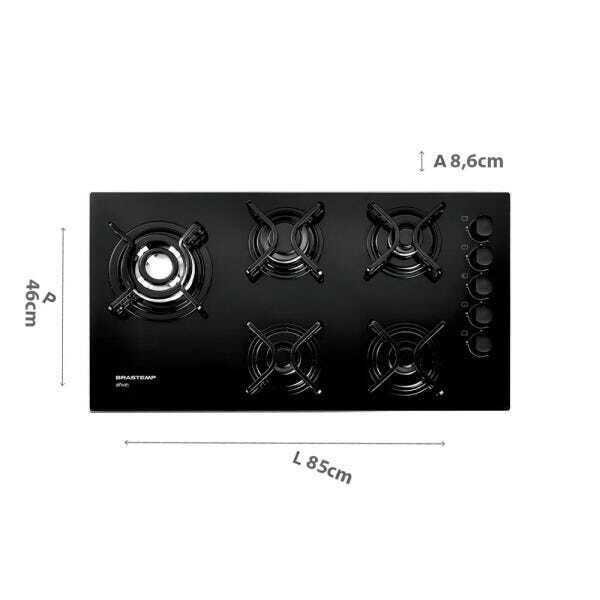 Cooktop 5 bocas Brastemp com quadrichama e acendimento automático