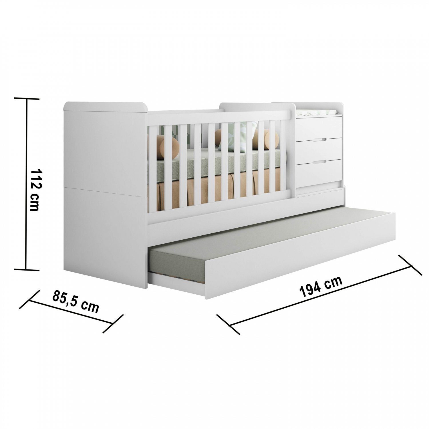 Berço multifuncional cléo carolina baby branco fosco Clearance