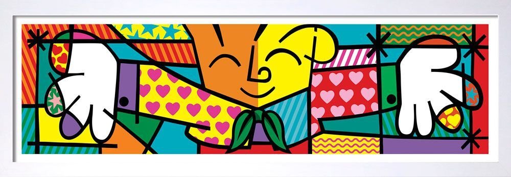 Quadro releitura Romero Britto - The Hug (o Abraço) com Moldura ...