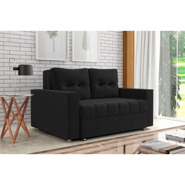 Sofá Cama Casal Reclinável Drika Preto pena MadeiraMadeira