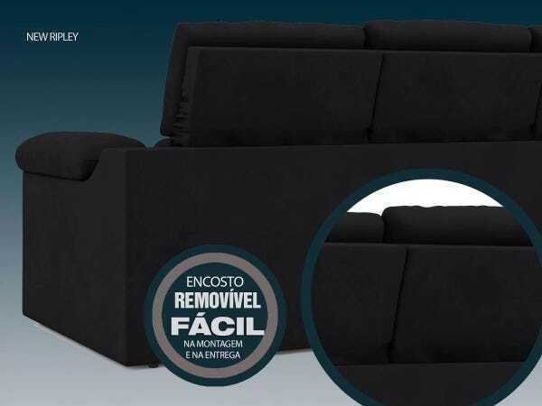Sofa New Ripley 2 05m Assento Retratil E Reclinavel Velosuede Netsofas Preto Madeiramadeira
