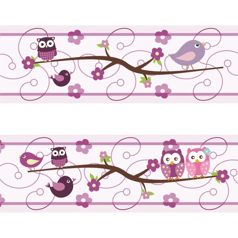 Faixa De Parede Infantil Coruja Corujinha Passaro Adesivo 17 Colorido Madeiramadeira