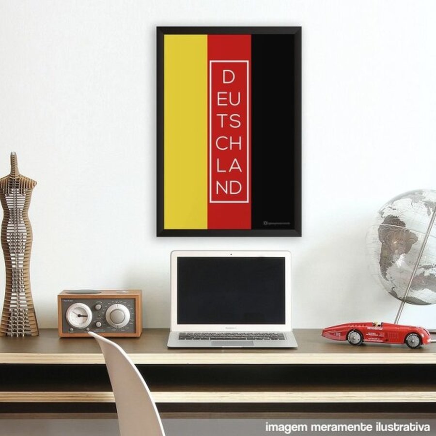 Poster Quadro 40x60 Com Moldura Preta Alemanha Preto Madeiramadeira