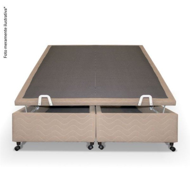 Cama Box Baú Queen Sued Bege 158x198 MadeiraMadeira