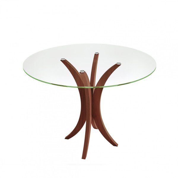 Mesa Rima Mesa de Jantar Redonda 4 Lugares Madeira Maciça com Tampo de Vidro Rima ...