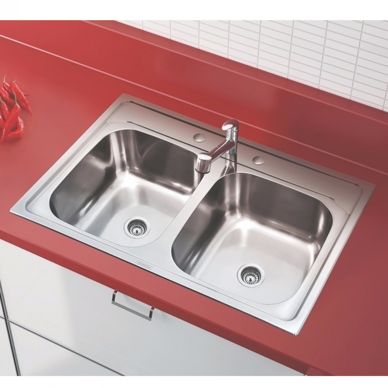 Cuba Dupla de Sobrepor para Cozinha Tramontina 84cmx48cmx15cm ...