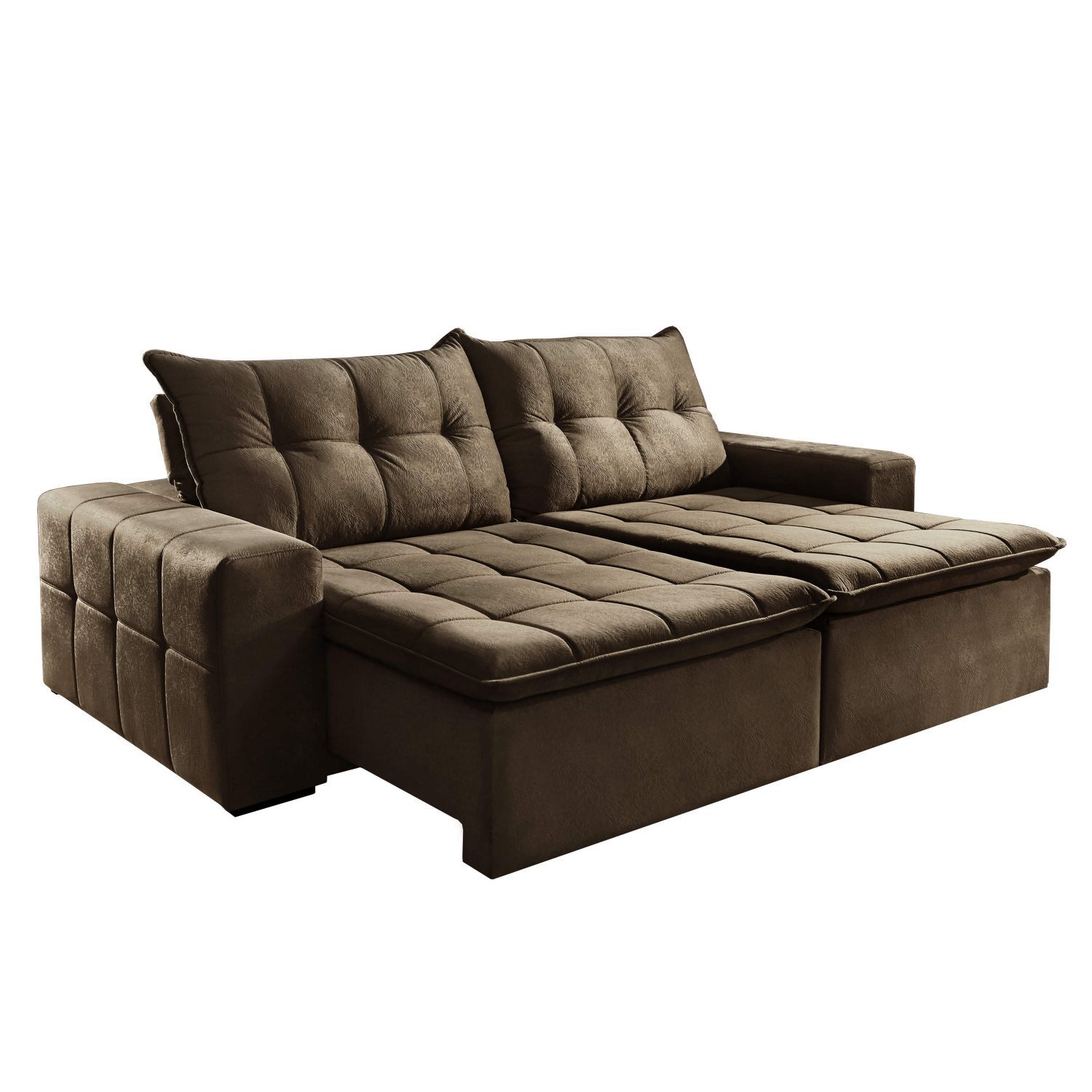 Sofá Retrátil 4 Lugares Siena Móveis Marrom MadeiraMadeira