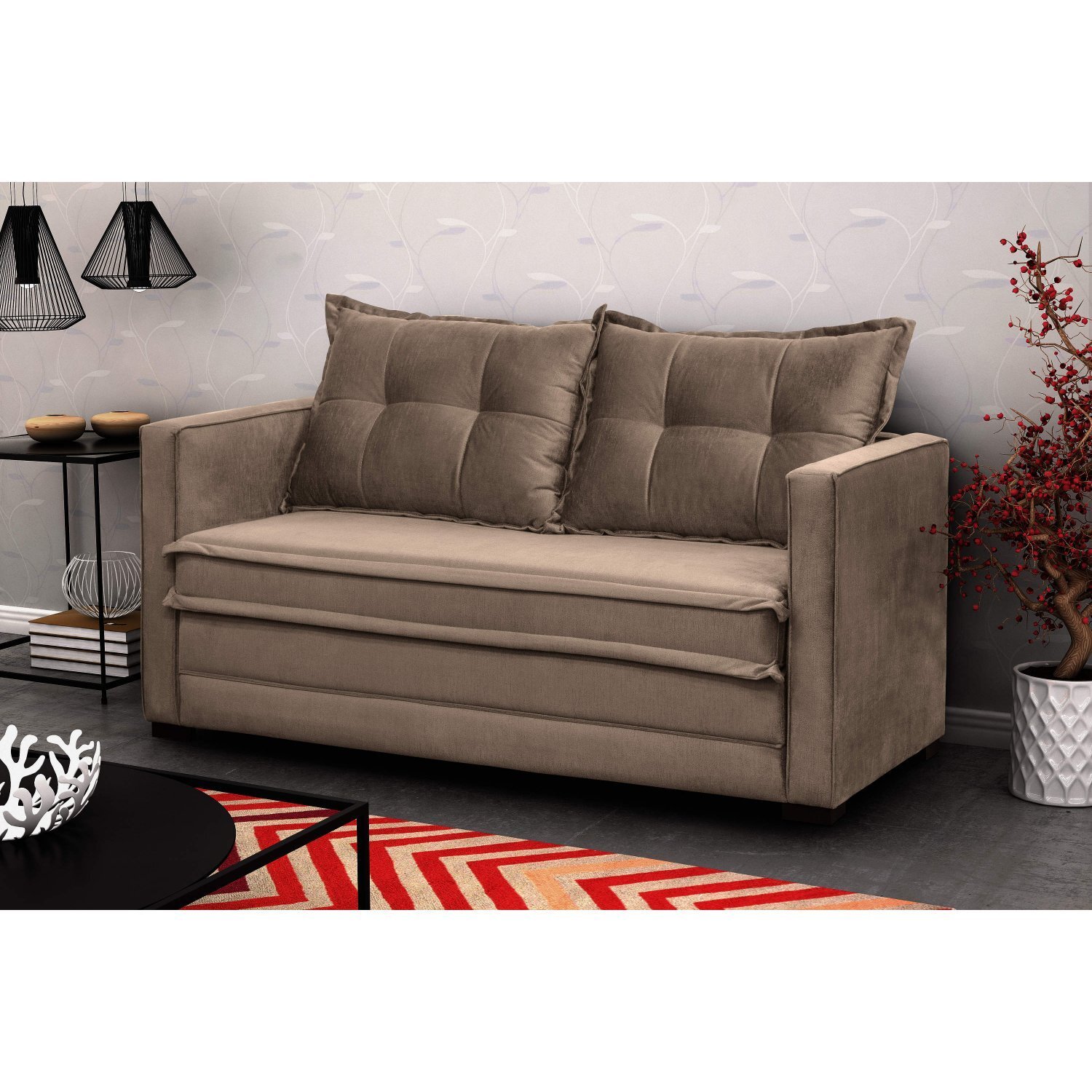 Sofá Cama 2 Lugares Suede Londres D Monegatto Bege Menor preço em Sofá Cama 2 Lugares Suede Londres D Monegatto Bege