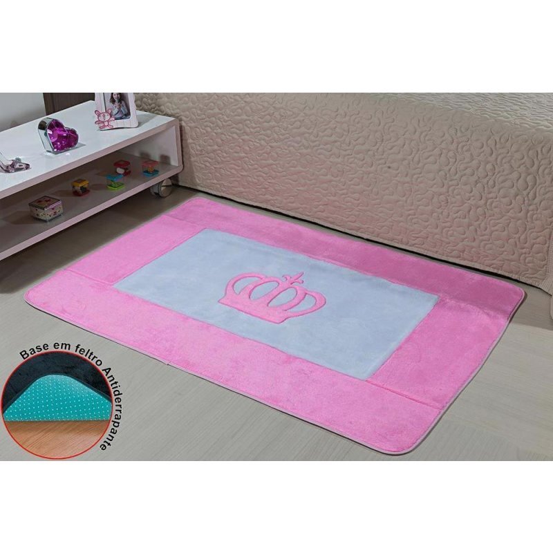 Tapete Passadeira Pelúcia Quarto Bebê Coroa Real Premium Antiderrapante - Rosa Menor preço em Tapete Passadeira Pelúcia Quarto Bebê Coroa Real Premium Antiderrapante - Rosa