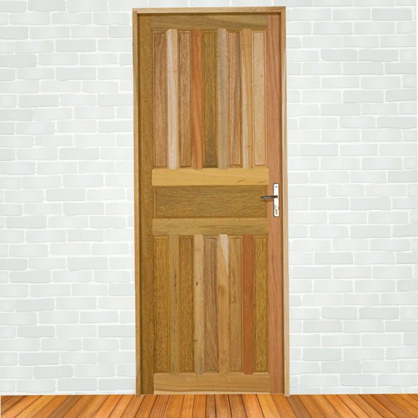Kit Porta De Madeira PE801 Pop Esel 213cmx74cmx9cm Natural MadeiraMadeira