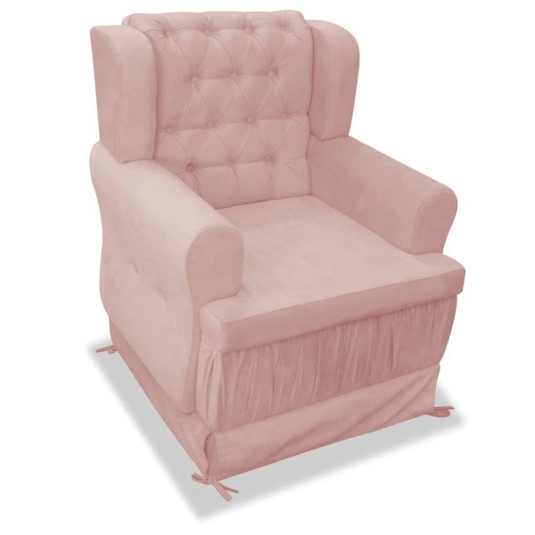 Poltrona De Amamentacao Fixa Carolina Quarto Bebe Sofa Cadeira Suede Rose Am Decor Rose Madeiramadeira