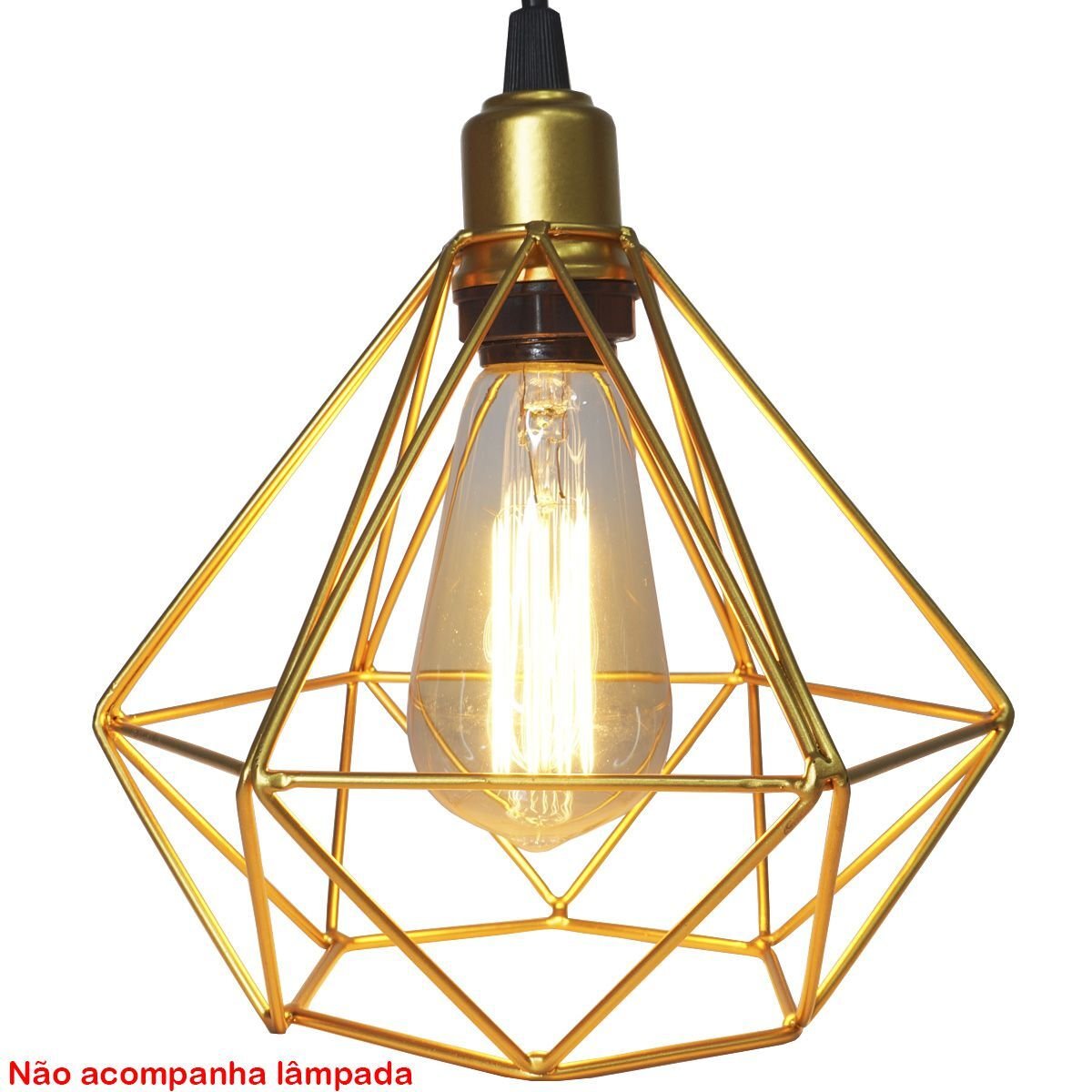 Luminária Lustre Pendente Aramado Diamante Luxo Pequeno Teto Retrô