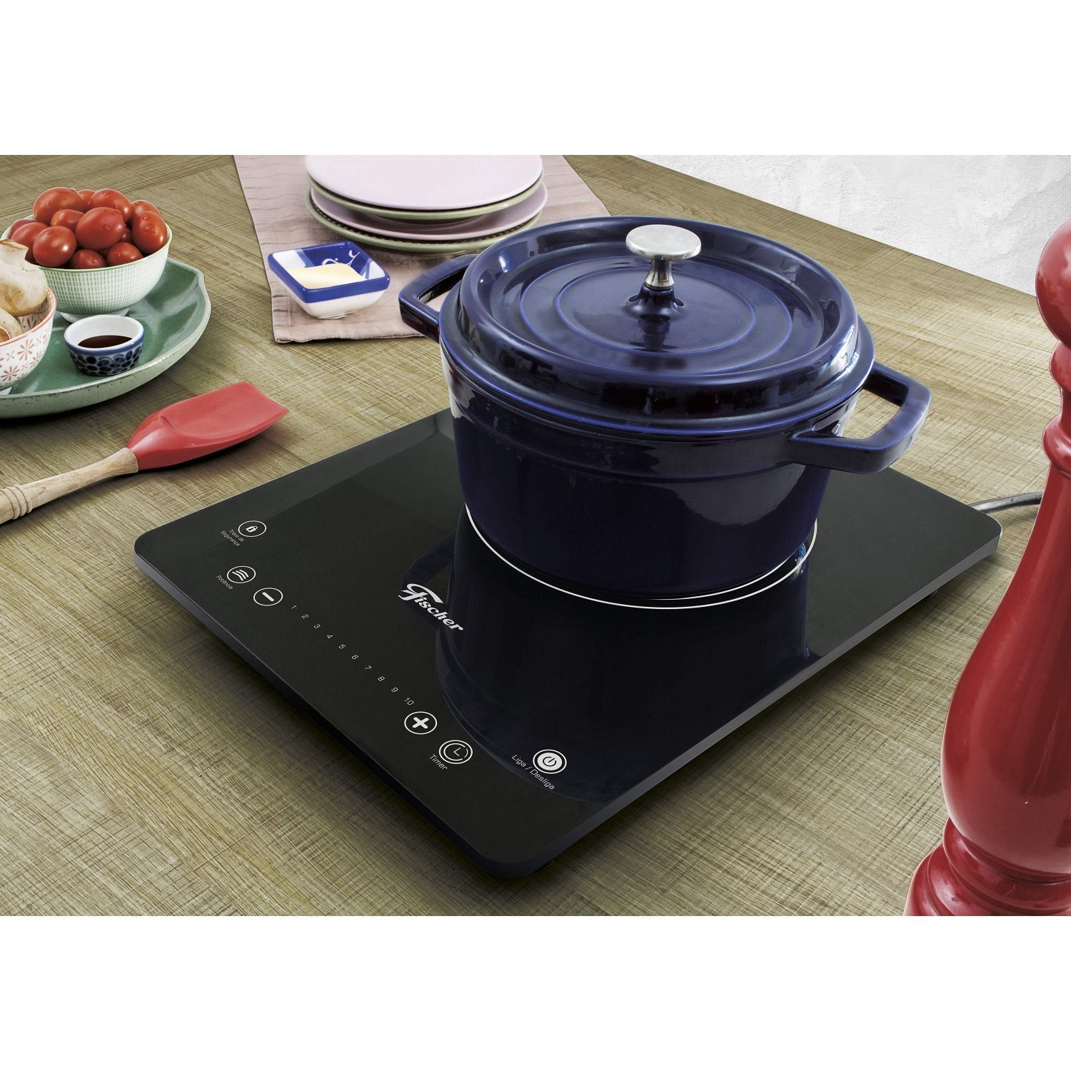 Cooktop 1 Boca Indução Vitrocerâmica 1Q 127V Fischer Preto MadeiraMadeira