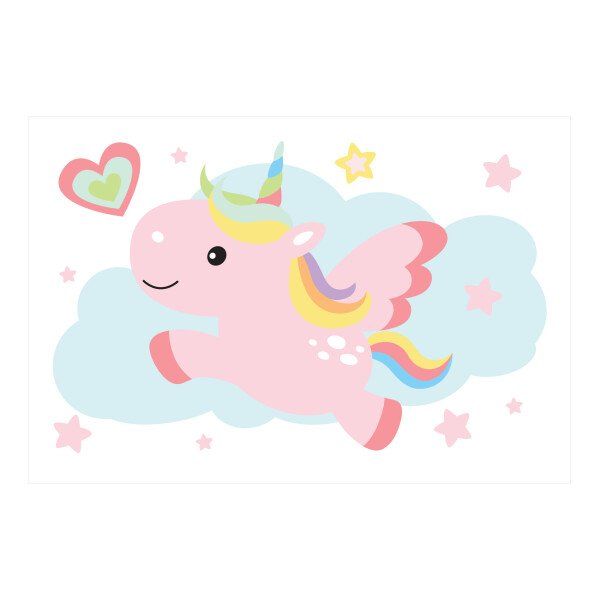 Placa Decorativa Mdf Infantil Unicornio Nuvem Rosa Madeiramadeira