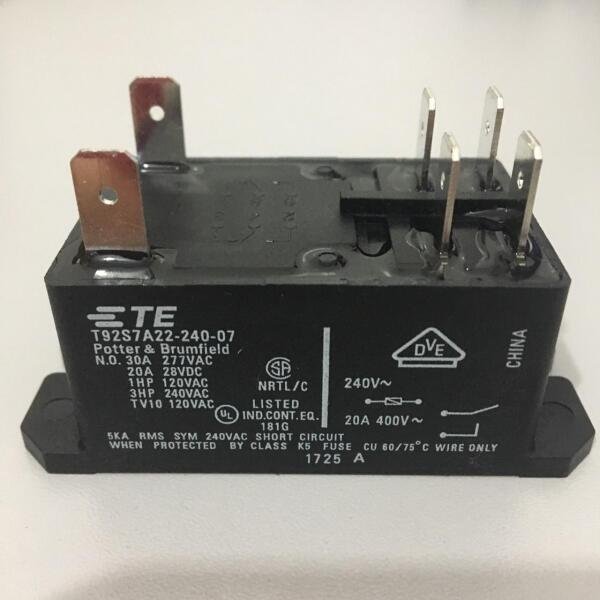 2x Rel&egrave; Di Potenza POTTER T92S7A22-240 240VAC 25A 6 Pin DPST-NO