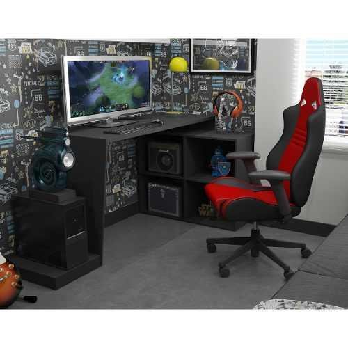 Mesa Para Computador Gamer 4 Nichos Bmg 03 - Preto 