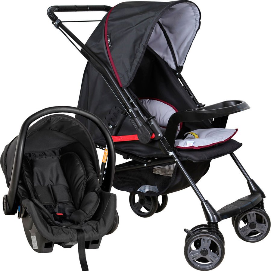 Conjunto Galzerano Carrinho De Bebe Milano Reversivel Ii Bebe Conforto Cocoon Preto Madeiramadeira
