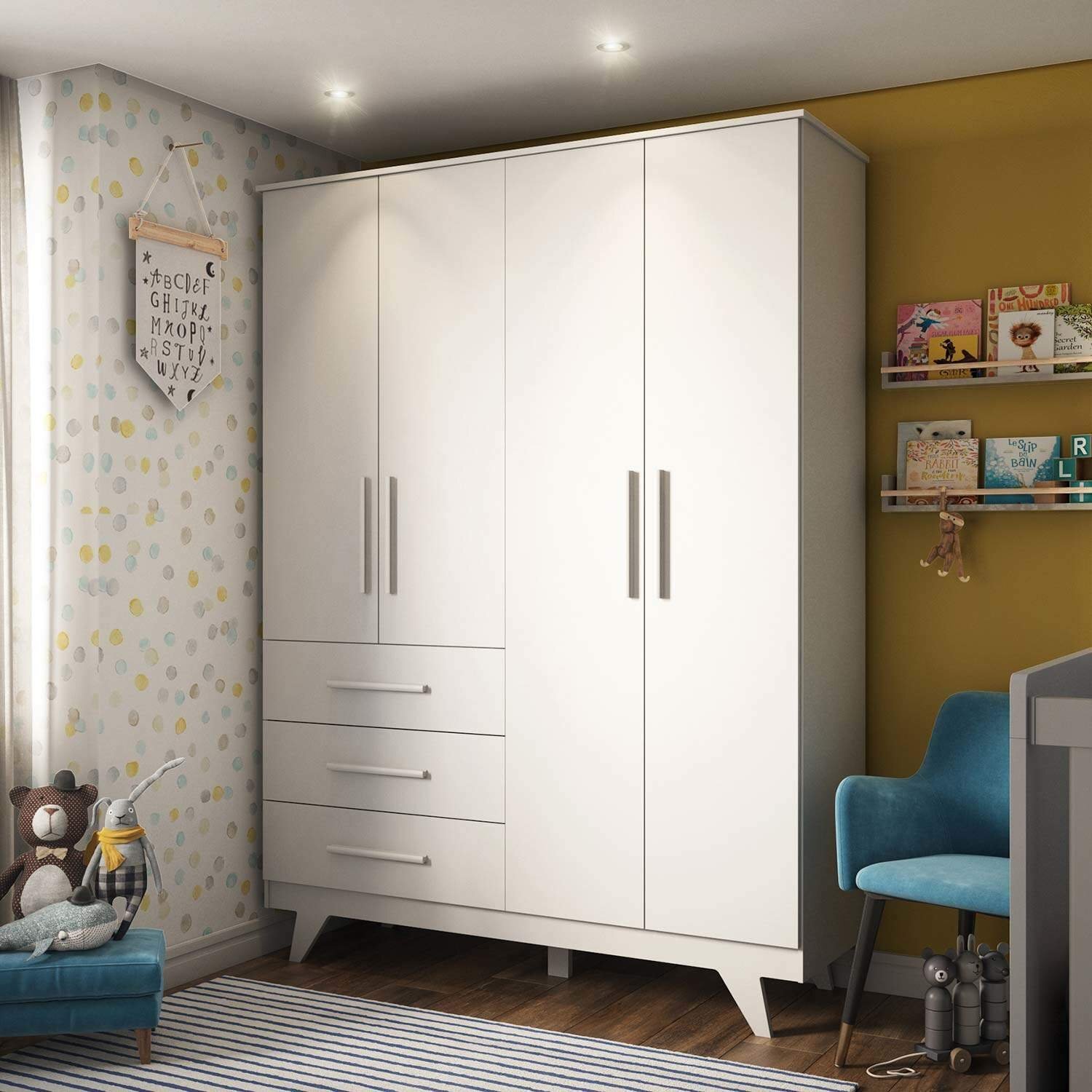 Guarda Roupa de Bebê 5 Portas 3 Gavetas Baby Móveis
