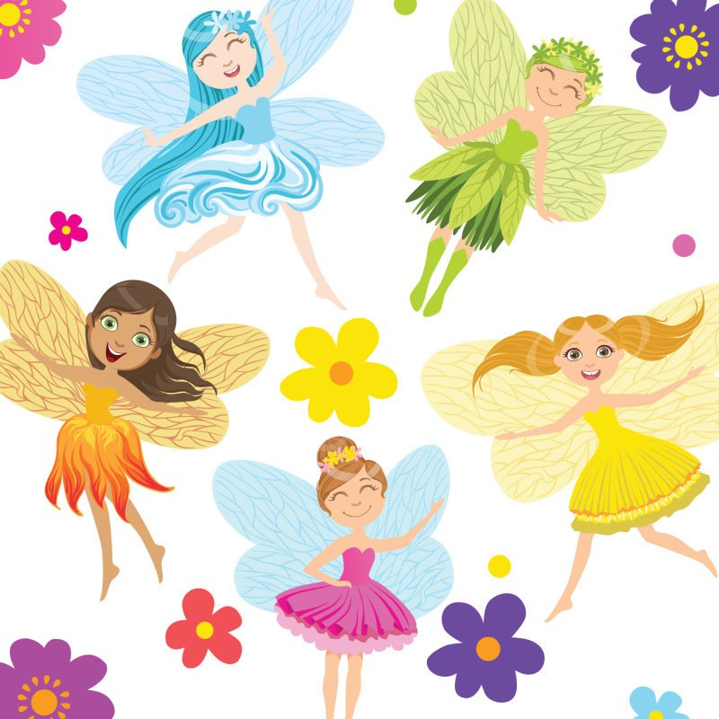 Adesivo De Parede Infantil Fadas E Flores Nao Madeiramadeira