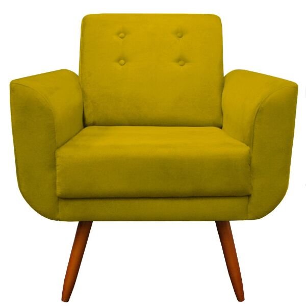 Poltrona Agata Decorativa Suede Amarelo - D'Rost Menor preço em Poltrona Agata Decorativa Suede Amarelo - D'Rost
