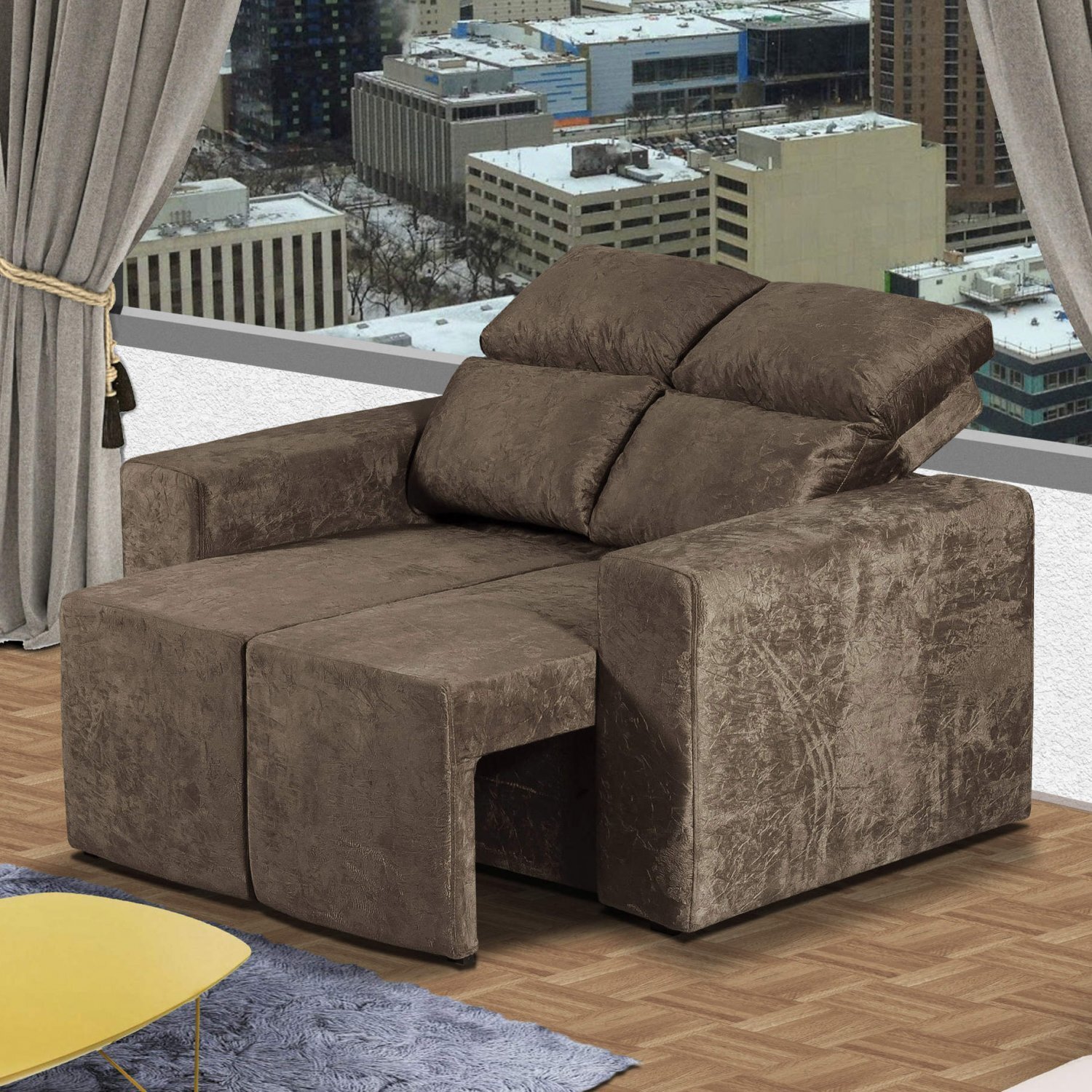 Conjunto Sofá 2 e 3 Lugares Ravenna Hellen Estofados Café MadeiraMadeira