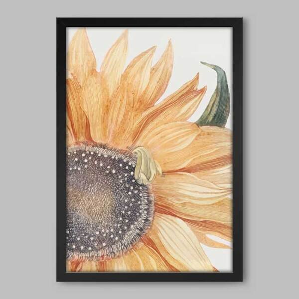 Quadro Girassol 49x34cm Preto Madeiramadeira