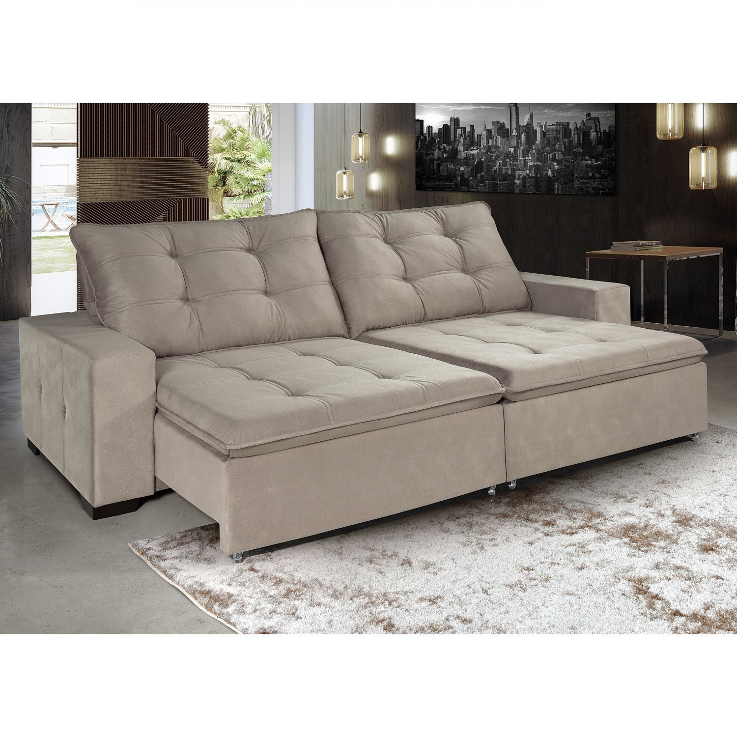 Sofá Retrátil e Reclinável 2 Lugares Ítaly Siena Móveis Chocolate