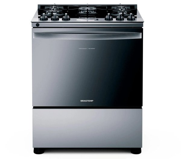 Fogão Brastemp 5 Bocas Cor Inox Com Mesa De Vidro E Turbo Chama