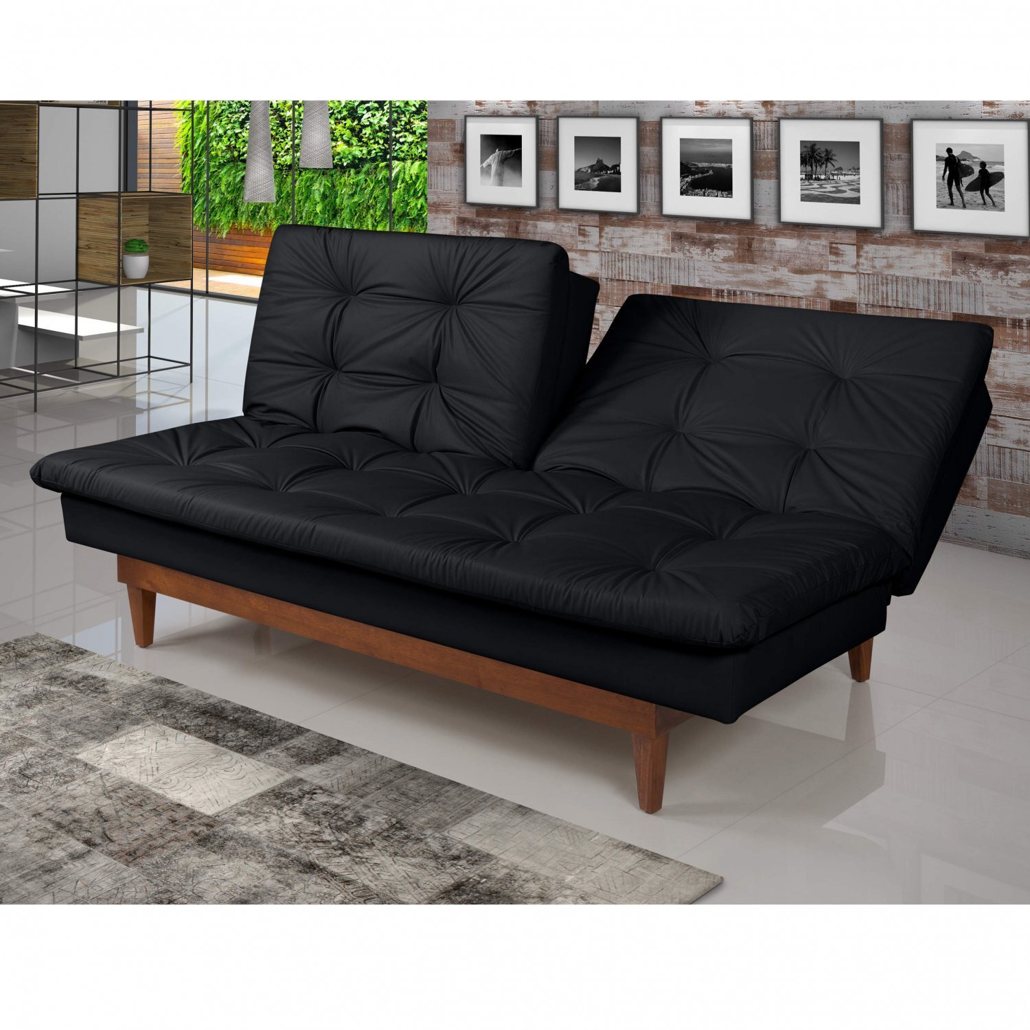 Sofá Cama 3 Lugares Pratic Madeira Império Estofados Preto MadeiraMadeira