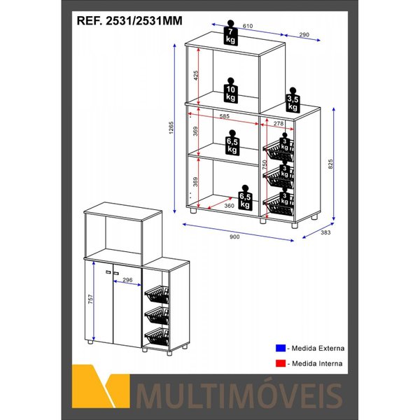 Armário Multiuso para Forno e Microondas com Fruteira Espresso Móveis