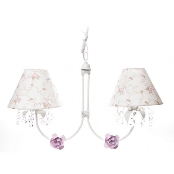 Lustre 2l Primavera Cristais 2 Flores P Rosa Quarto Bebe Infantil Menina Rosa Madeiramadeira