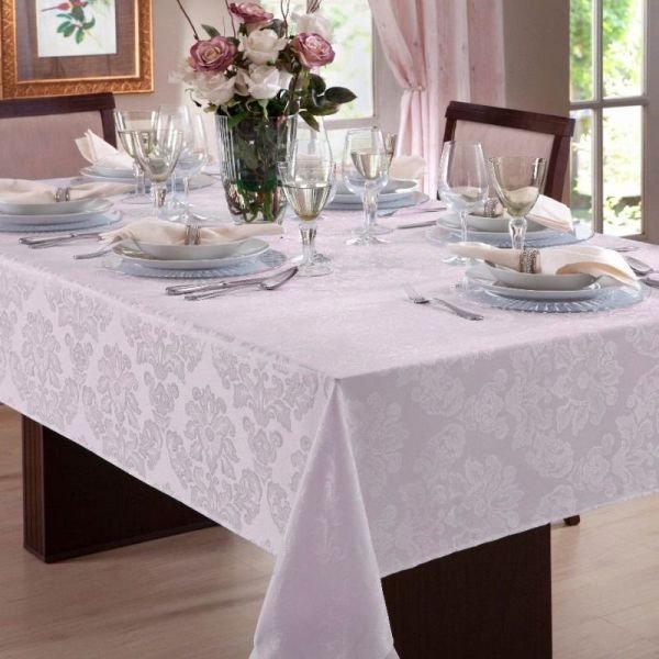 Toalha Mesa Sala Jantar Retangular Jacquard Cinza 6 Lugares Menor preço em Toalha Mesa Sala Jantar Retangular Jacquard Cinza 6 Lugares