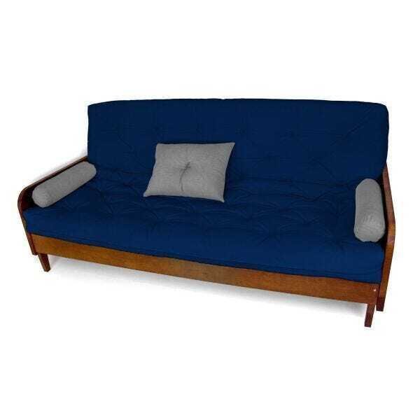 Sofá Cama Paris Acquablock Azul Royal Madeira Maciça Cor Imbuia Azul