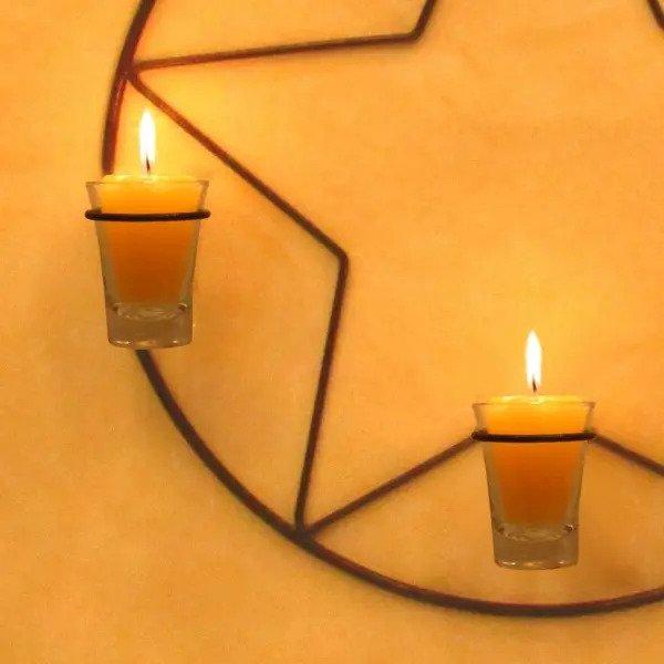 Mandala Estrela 38 Cm Com Vela Amarela Decoracao Castical Madeiramadeira