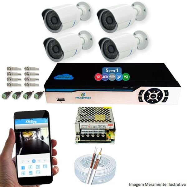 Kit Cftv 4 Câmeras AHD-M 720p Dvr 4 Canais Newprotec 5 em 1 Full HD + Acessórios é boa?