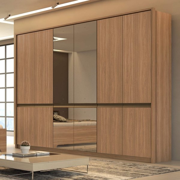 Guarda Roupa Casal Com 4 Espelhos 6 Portas 6 Gavetas Urban Glass M veis 