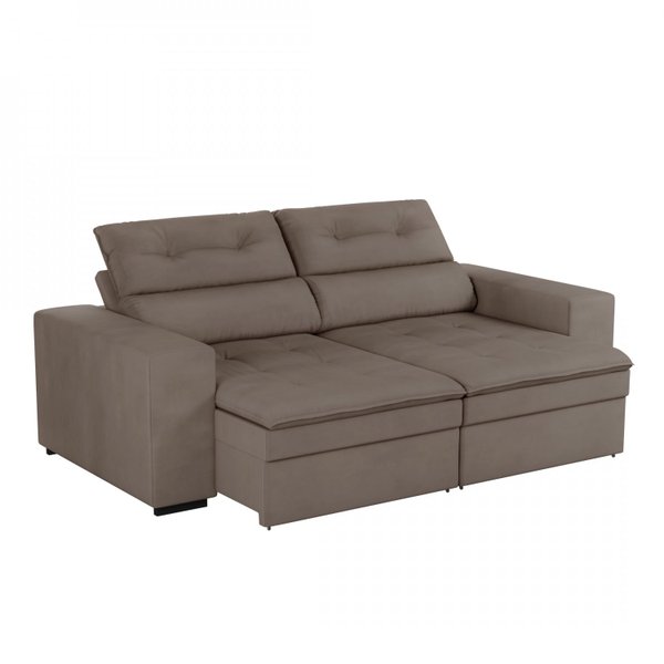 Sofá 4 Lugares Retrátil com Baú Milano Espresso Móveis Capuccino